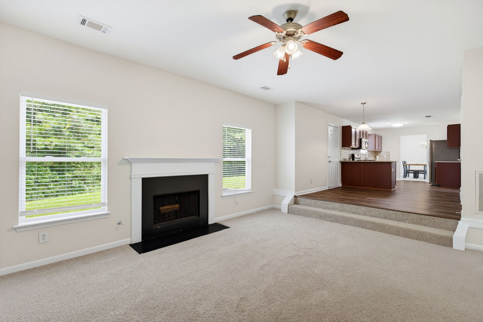 Family room and kitchen